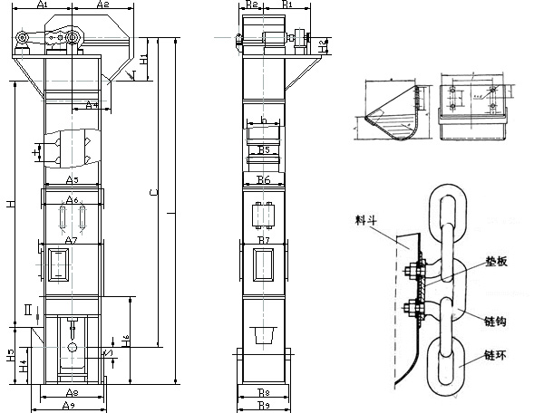 TH315環(huán)鏈斗式提升機圖紙